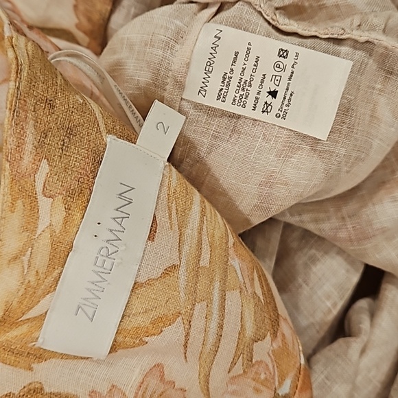 💕ZIMMERMANN💕 Moonshine Andie Tie Front Linen Maxi Dress ~ Sepia Floral Print 2 - Picture 16 of 16